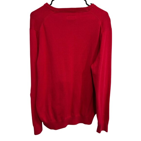 JCP Red V Neck Sweater Mens Combed Cotton Sz Large - Picture 2 of 10